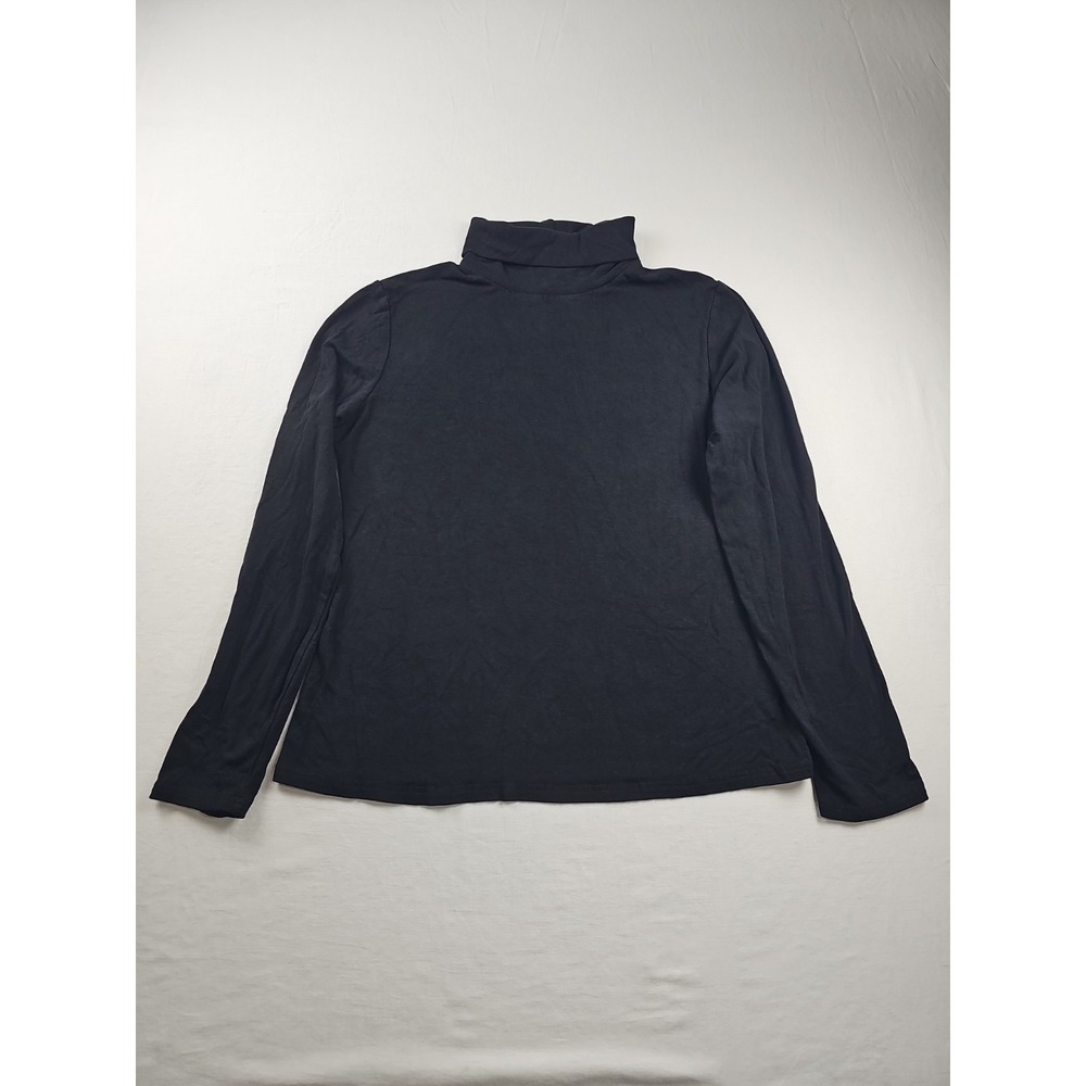 Women's Size L Black Turtleneck  Top Pullover Long Sleeve Stretch